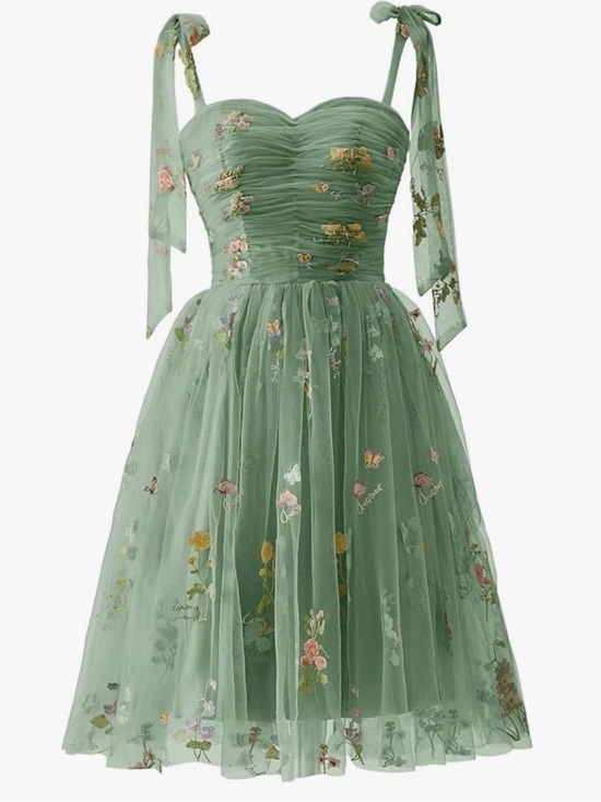 Other - Green Floral Tulle Party Dress for Girls, NWOT